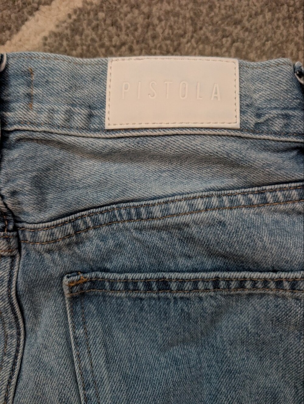 Pistola High Rise Distressed Straight Leg Jeans Light Wash Raw Hem Size 26 - Picture 7 of 7